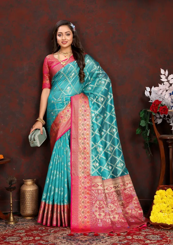 Sky_Blue_Soft_Organza_Silk_With_Meenakari_Weaving_Design_Pallu_Saree