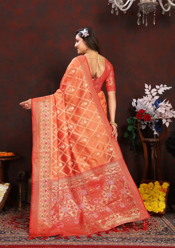 Orange_Soft_Organza_Silk_With_Meenakari_Weaving_Design_Pallu_Saree
