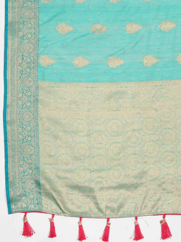 Sky_Blue_Soft_Organza_Silk_With_Meenakari_Weaving_Design_Pallu_Saree