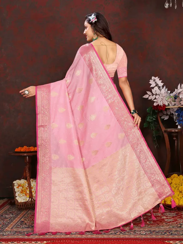 Pink_Soft_Organza_Silk_With_Meenakari_Weaving_Design_Pallu_Saree