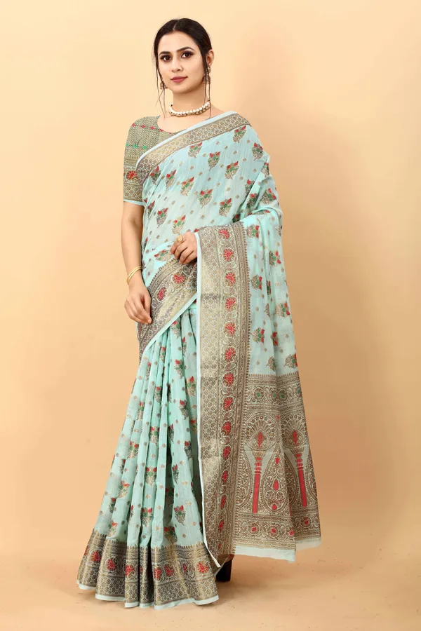 Sky_Blue_Amazing_Ethnic_Wear_Silk_Blended_Chanderi_Traditional_Saree