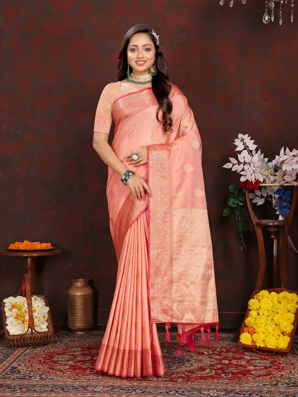 Peach_Soft_Katan_Silk_With_Zari_Weaving_Design,_Rich_Zari_Weaving_Pallu_Saree