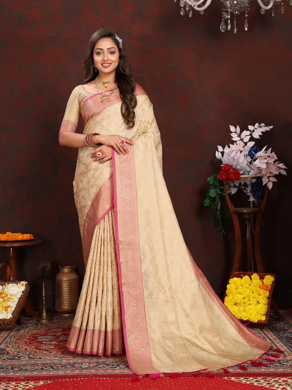 Cream_Soft_Katan_Silk_With_Zari_Weaving_Design,_Rich_Zari_Weaving_Pallu_Saree