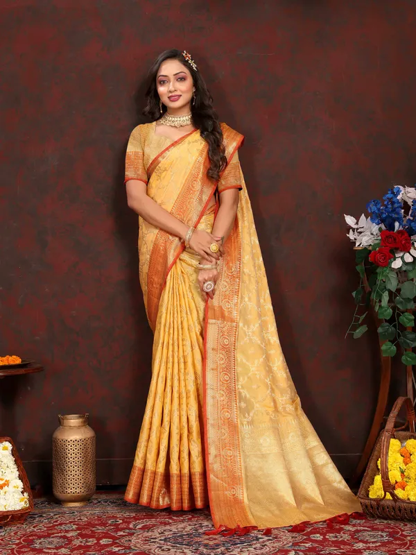Yellow_Soft_Katan_Silk_With_Zari_Weaving_Design,_Rich_Zari_Weaving_Pallu_Saree