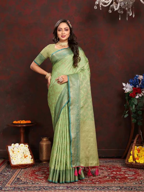 Green_Soft_Katan_Silk_With_Zari_Weaving_Design,_Rich_Zari_Weaving_Pallu_Saree