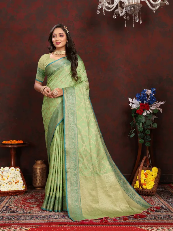 Green_Soft_Katan_Silk_With_Zari_Weaving_Design,_Rich_Zari_Weaving_Pallu_Saree