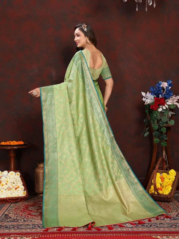 Green_Soft_Katan_Silk_With_Zari_Weaving_Design,_Rich_Zari_Weaving_Pallu_Saree