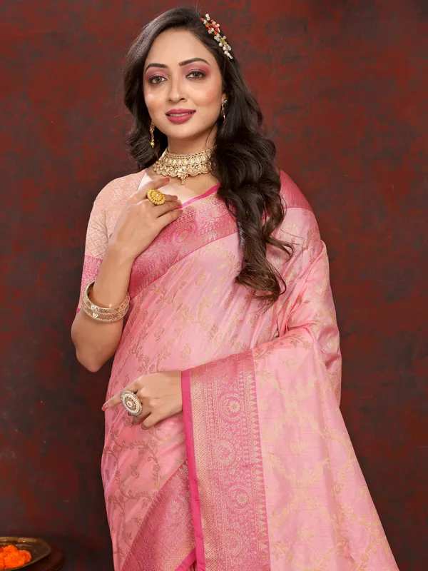 Pink_Soft_Katan_Silk_With_Zari_Weaving_Design,_Rich_Zari_Weaving_Pallu_Saree