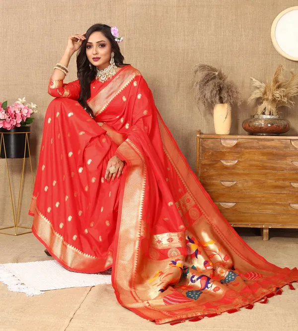 Red_Soft_Katan_Silk_With_Zari_Weaving_Design,_Rich_Zari_Weaving_Pallu_Saree