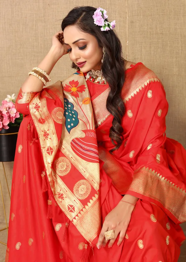 Red_Soft_Katan_Silk_With_Zari_Weaving_Design,_Rich_Zari_Weaving_Pallu_Saree