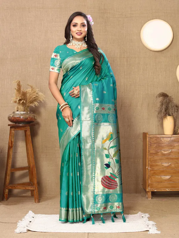 Sea_Green_Soft_Katan_Silk_With_Zari_Weaving_Design,_Rich_Zari_Weaving_Pallu_Saree