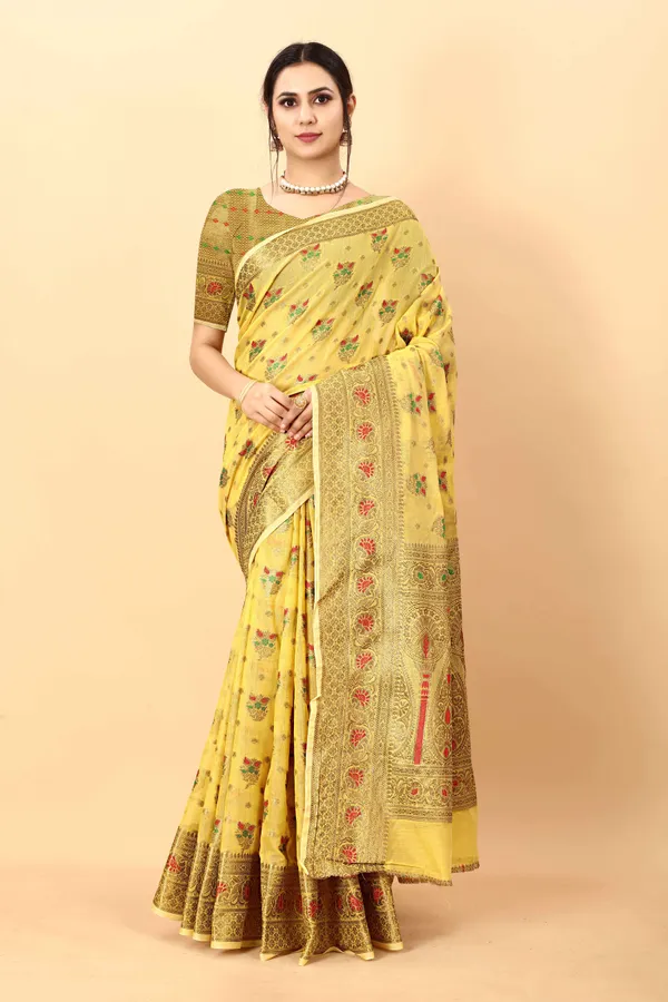 Yellow_Amazing_Ethnic_Wear_Silk_Blended_Chanderi_Traditional_Saree