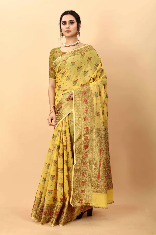 Yellow_Amazing_Ethnic_Wear_Silk_Blended_Chanderi_Traditional_Saree