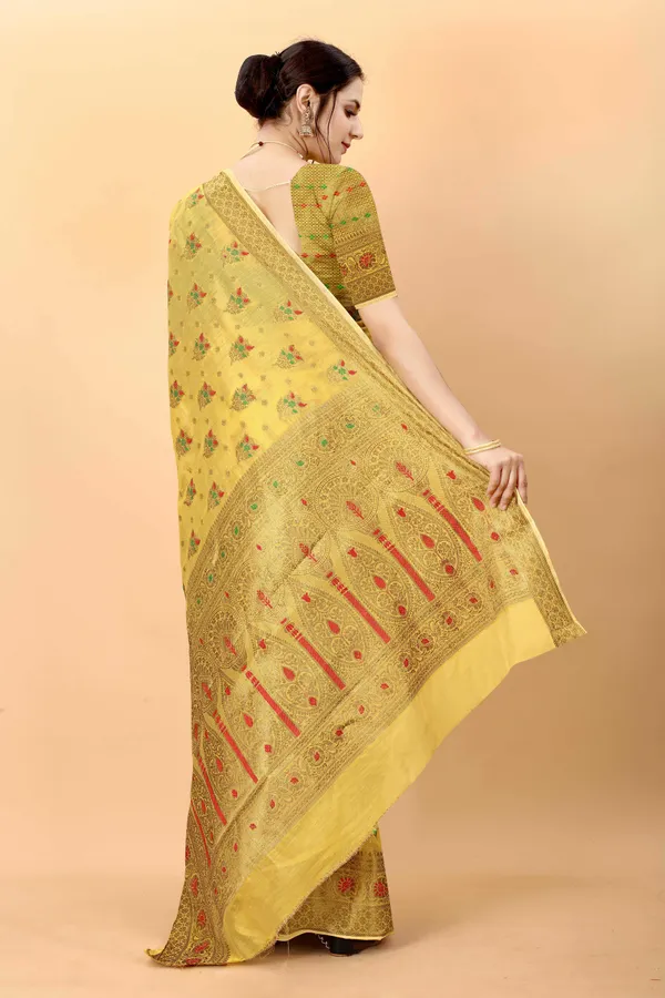 Yellow_Amazing_Ethnic_Wear_Silk_Blended_Chanderi_Traditional_Saree