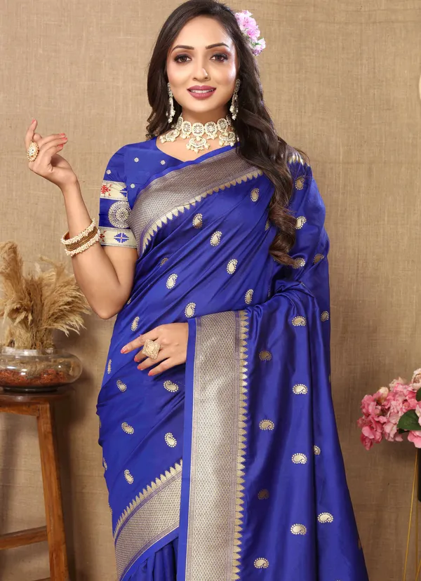 Blue_Soft_Paithani_Silk_With_Zari_Weaving_Design_Pallu_Saree