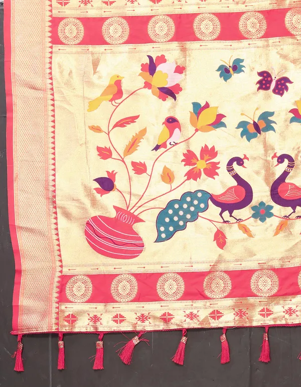 Pink_Soft_Paithani_Silk_With_Zari_Weaving_Design_Pallu_Saree