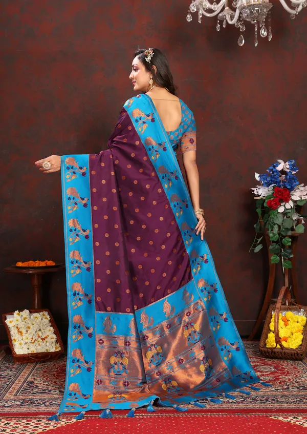 Wine_Soft_Paithani_Silk_With_Zari_Weaving_Design_Pallu_Saree