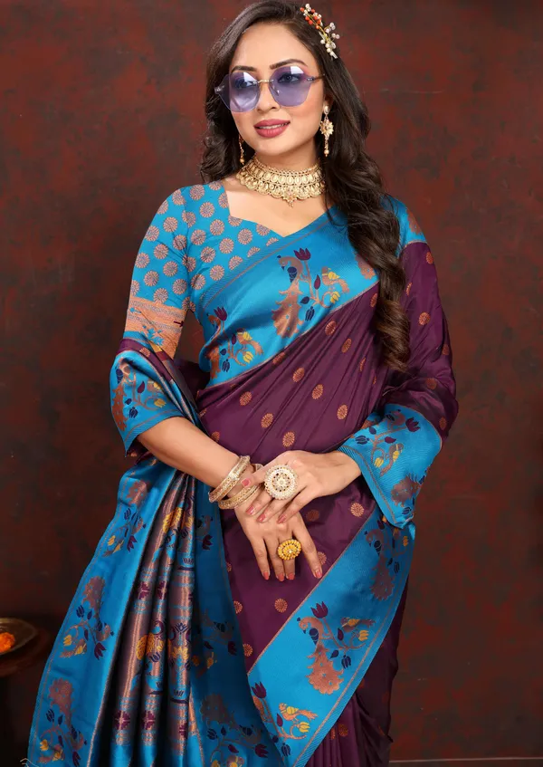 Wine_Soft_Paithani_Silk_With_Zari_Weaving_Design_Pallu_Saree