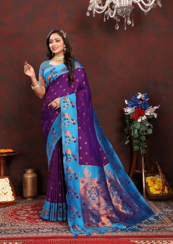 Majenta_Soft_Paithani_Silk_With_Zari_Weaving_Design_Pallu_Saree