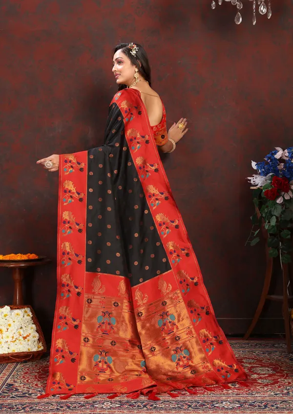 Black_Soft_Paithani_Silk_With_Zari_Weaving_Design_Pallu_Saree
