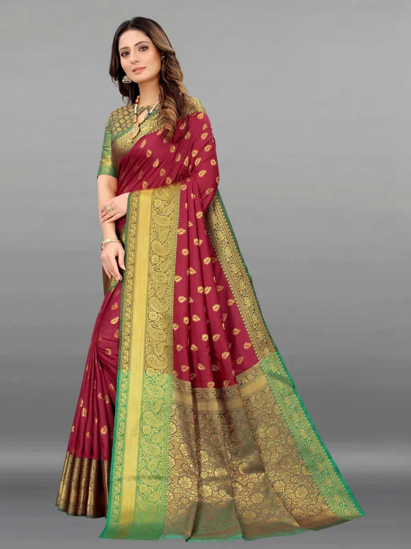 Maroon_Amazing_Ethnic_Wear_Silk_Traditional_Saree