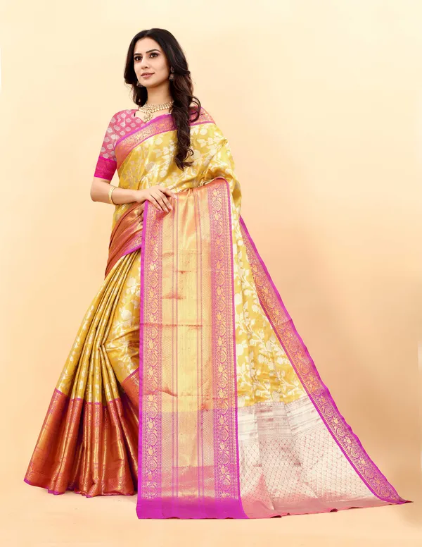 Yellow_Amazing_Ethnic_Wear_Silk_Blended_Kanjivaram_Traditional_Saree