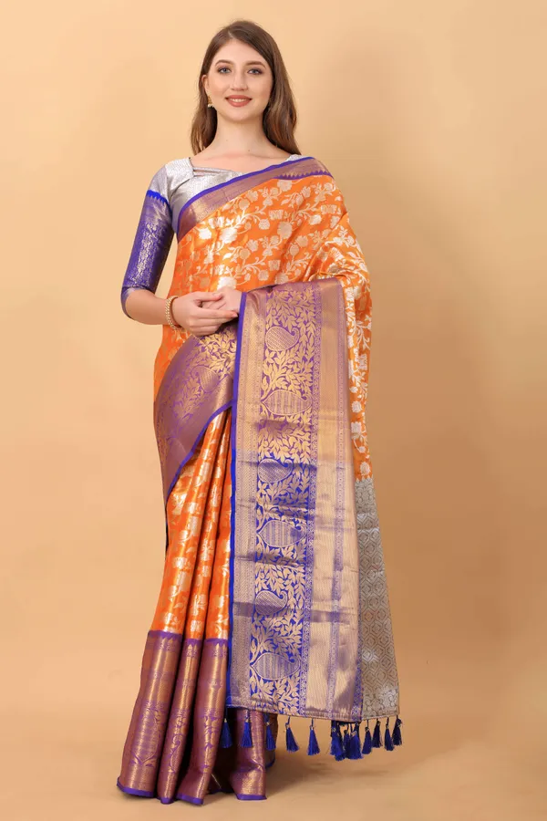 Orange_Amazing_Ethnic_Wear_Silk_Blended_Kanjivaram_Traditional_Saree