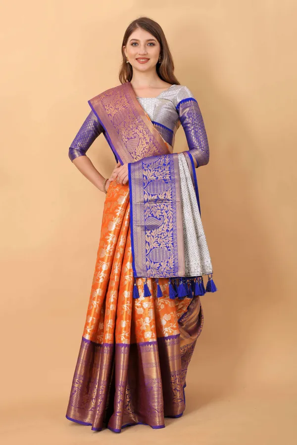 Orange_Amazing_Ethnic_Wear_Silk_Blended_Kanjivaram_Traditional_Saree