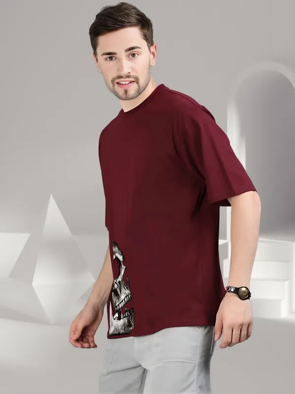 Men_Oversized_Front_Corner_Skull_Printed_Half_Sleeve_Pure_Cotton_T_Shirt