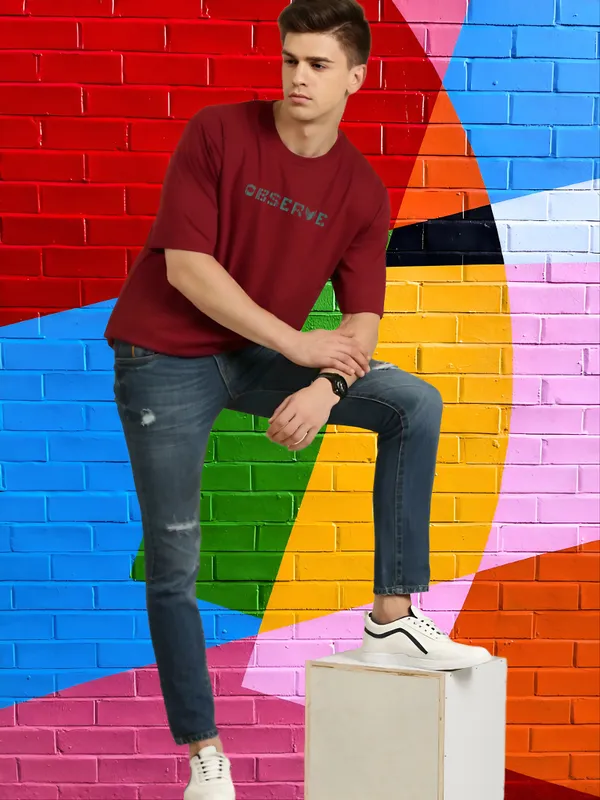 Maroon_Observe_Back_Printed_Oversized_Cotton_T-Shirt_For_Men