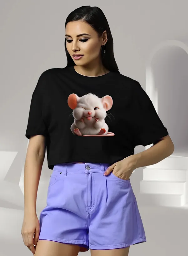 Women_Printed_Cute_Mouse_front_Oversized_Crop_Length_T-Shirt