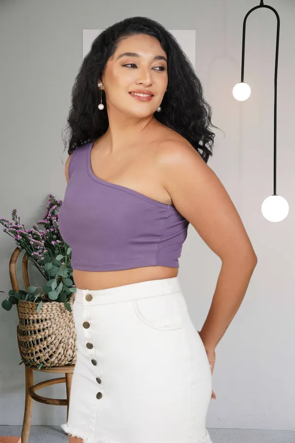 Purple_Ribbed_Single_Shoulder_Cotton_Crop_Tank_Top_For_Women
