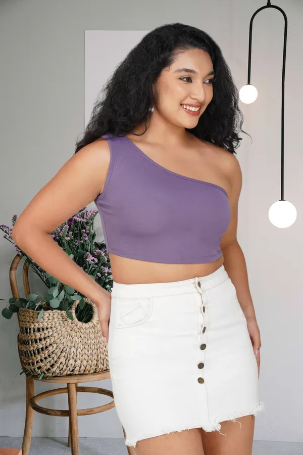 Purple_Ribbed_Single_Shoulder_Cotton_Crop_Tank_Top_For_Women