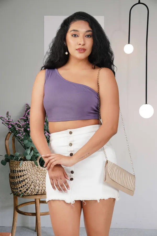 Purple_Ribbed_Single_Shoulder_Cotton_Crop_Tank_Top_For_Women