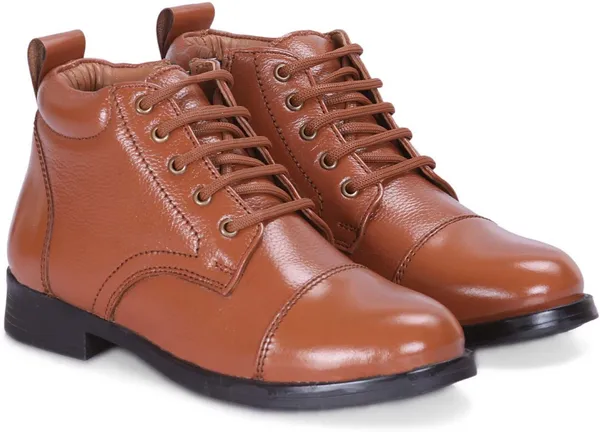 Tan_Genuine_Leather_Formal_Chain_Boots_For_Women