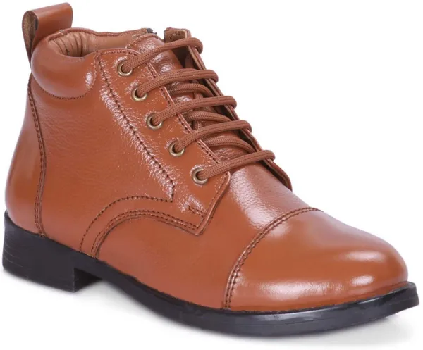 Tan_Genuine_Leather_Formal_Chain_Boots_For_Women