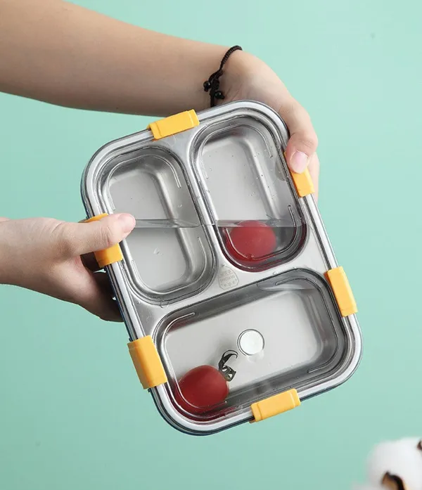 Blue_3-Compartment_Triple_Grid_Insulated_Steel_Lunch_Box_-_750_Ml