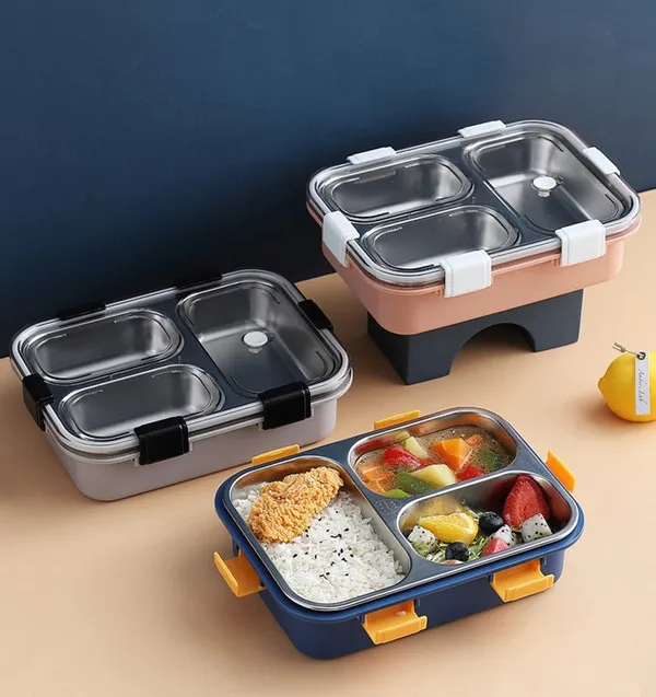 Peach_3-Compartment_Triple_Grid_Insulated_Steel_Lunch_Box_-_750_Ml