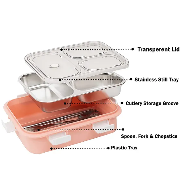 Peach_3-Compartment_Triple_Grid_Insulated_Steel_Lunch_Box_-_750_Ml