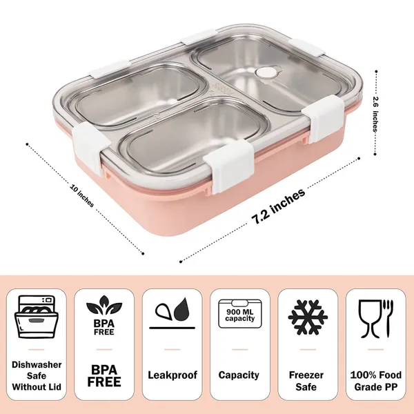Peach_3-Compartment_Triple_Grid_Insulated_Steel_Lunch_Box_-_750_Ml