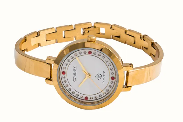 White_Dial_Golden_Case_and_Golden_Bangle_Chain_Combo__Watch_For_Women