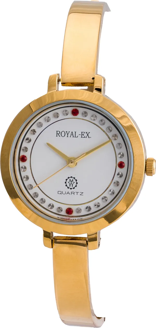 White_Dial_Golden_Case_and_Golden_Bangle_Chain_Combo__Watch_For_Women