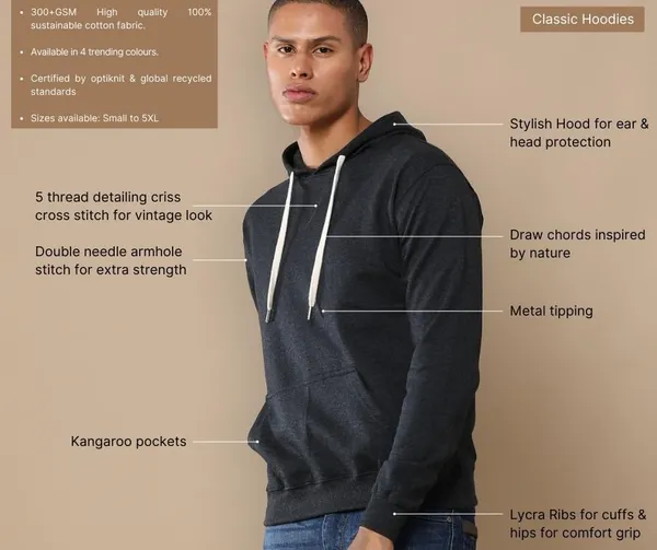 Charcoal_Melange_Cotton_Fleece_Hoodie_Sweatshirt_For_Men