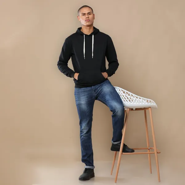 Charcoal_Melange_Cotton_Fleece_Hoodie_Sweatshirt_For_Men