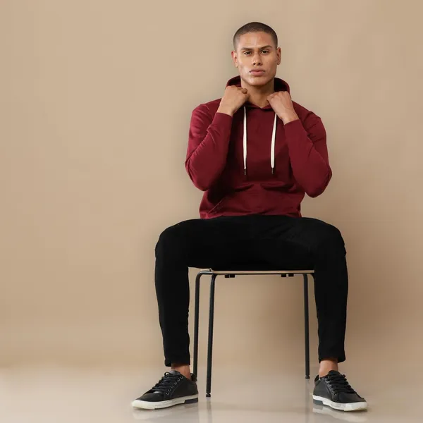 Maroon_Cotton_Fleece_Hoodie_Sweatshirt_For_Men