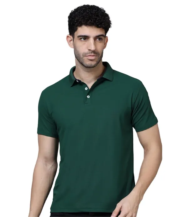 Bottle_Green_Poly_Cotton_Regular_Fit_Polo_T-Shirt_For_Men