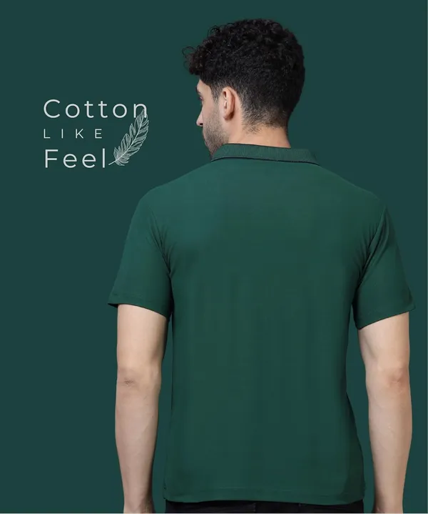 Bottle_Green_Poly_Cotton_Regular_Fit_Polo_T-Shirt_For_Men