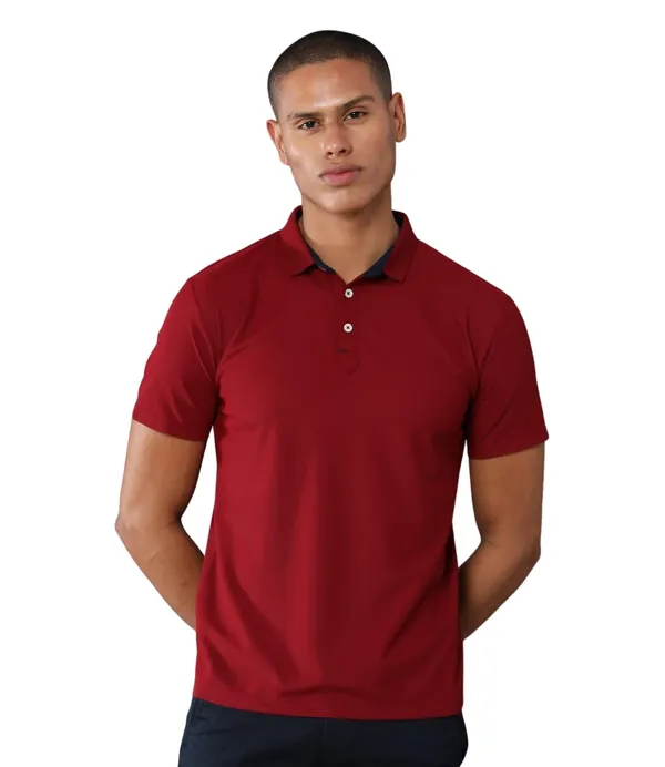 French_Wine_Poly_Cotton_Regular_Fit_Polo_T-Shirt_For_Men