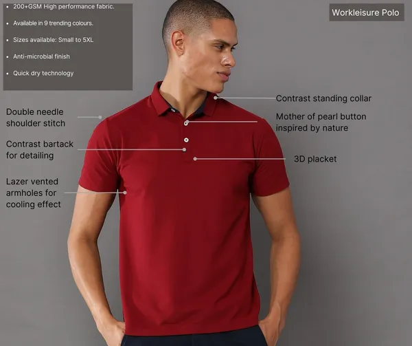 French_Wine_Poly_Cotton_Regular_Fit_Polo_T-Shirt_For_Men