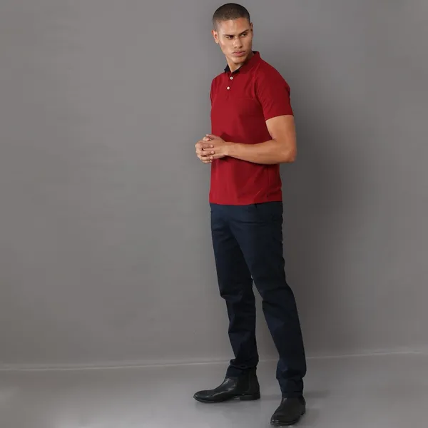 French_Wine_Poly_Cotton_Regular_Fit_Polo_T-Shirt_For_Men